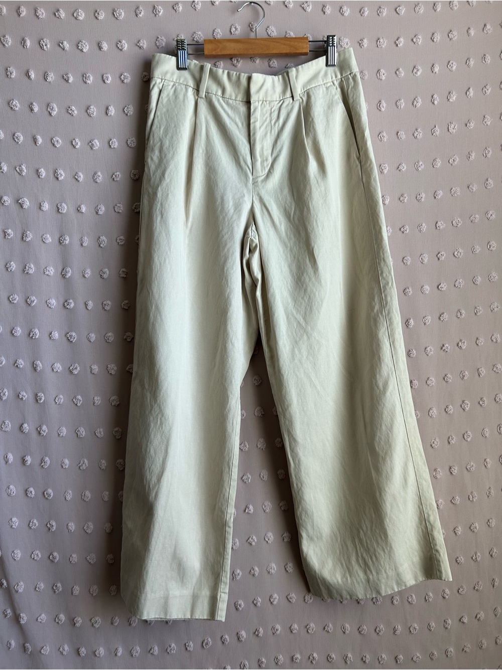 Madewell Petite Slouchy Straight Pants in Drapey Twill Sz 2P Tan Cream